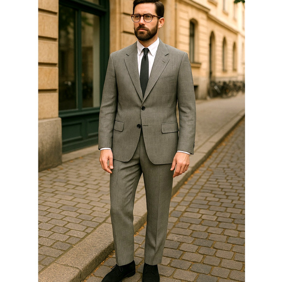 Botany 500 Mens 42R 2 Piece Suit Jacket Wool Blazer Dress Pant 32x30 Plaid Gray - Picture 1 of 14